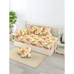 EverHOME Red & Green 8 Pieces Floral Printed Pure Cotton Diwan Set-picture-14