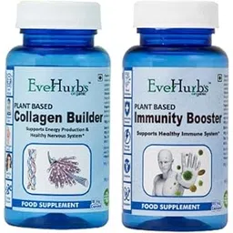 Everhurbs Collagen Builder & Immunity Booster | Plant-Based Support for Skin, Hair, Nails & Immune Health | Natural Vitamins & Minerals | 2 Bottle Combo | 60 Veg Capsules Each-picture-15