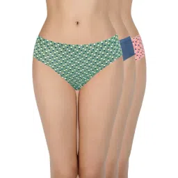 Every De by Amante Pink & Indigo Cotton Printed Bikini Panties - Pack Of 3-image-43