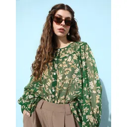 EVERYDAY by ANI Women Floral Printed Semi Sheer Top-picture-14