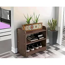 EVETO Engineered Wood Multipurpose 3 Tier Shoes Storage Unit Pen Shelf | 3 Steps Shoe Rack | for Living Room | Cabinet Organiser (Brown)-picture-25