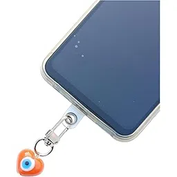 Evil Eye Heart Charm Mobile Phone Accessory, Orange and Blue, Metal Clip-On-picture-15
