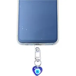 Evil Eye Heart Charm Phone Strap, Blue Glass Bead, Metal Clasp, Mobile Accessory-picture-11