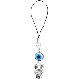 Evil Eye Owl Phone Charm, Mobile Strap with Blue Eye Bead, Silver-Tone Pendant for Bags and Wallets-picture-14