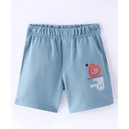 Evimo Single Jersey Above Knee Length Shorts Text Print - Airforce Blue-picture-11