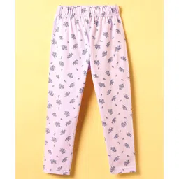 Evimo Single Jersey Knit Full Length Leggings With Floral Print - Pink-picture-16