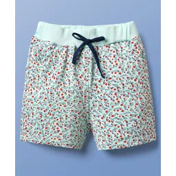 Evimo Single Jersey Knit Knee Length Shorts With Floral Print - Light Blue-picture-14