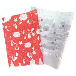 eVincE - thoughtful PRESENTations XMAS0709L10 Christmas Red Gift Roll Kids Adults For Him Her New Year Party Office Gifting Doodle White Xmas Pattern 2 Designs For Gifts Large  Gift Wrapping Paper (Pack of 10 Piece)-picture-11