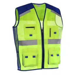 Evion Medium Size Green/Royal Blue Reflective Safety Jacket, ES-24258-image-13