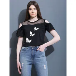 EVOLETTE STUDIOS Print Cold-Shoulder Crop Top-picture-35