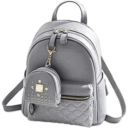 evolic Backpack for Womens,Girls,Kids,Female. Pu Leatherette Fabric Travelling Outdoor, Picnic,School, College Office Work Casual Daily use|Grey,10Ltrs(Pouch Grey backpack193,Rkh)-picture-44