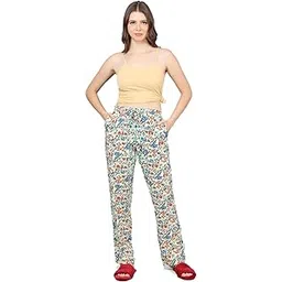 evolove Night Pyjama for Women with Side Pockets and Adjustable Waistband | Soft Rayon Fabric All Over Printed Loungewear-picture-26
