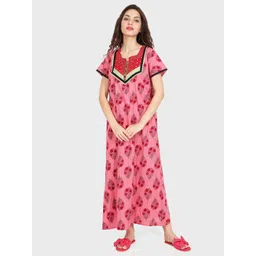 evolove Pink Printed Maxi Nightdress-picture-27