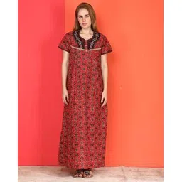 evolove Women Floral Print Pleated Nightie-picture-12