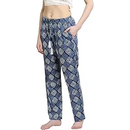 evolove Women's Super Soft Comfortable Cotton Printed Pyjama Relaxed Lounge Pants with Pockets (Pyjama1)-picture-18