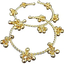 evy Gold Plated Ghungroo Brass Adjustable Bangles Set-picture-40