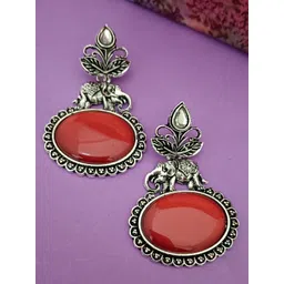 EVY Silver-Plated Artificial Stones Studded Drop Earrings-picture-36