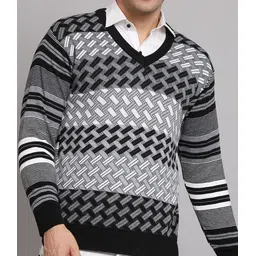 ewools Men Self Design V Neck Multicolor Sweater-picture-10