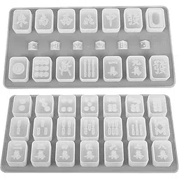 EXCEART 2pcs Creative Mahjong and Dice Epoxy Resin Casting Molds Resin Silicone Molds for DIY Craft Project-picture-30