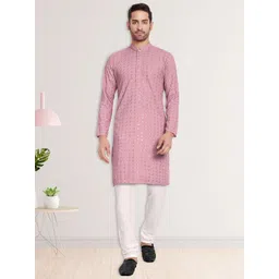 Excent Men Embroidered Regular Thread Work Kurta with Pyjamas-picture-19