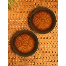 ExclusiveLane 'Amber & Teal' Hand Glazed Studio Pottery Dinner Plates In Ceramic (Set of 2)-picture-15