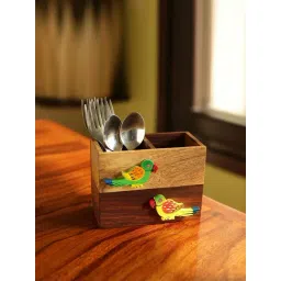 ExclusiveLane 'Birds Of A Feather' Cutlery Cum Napkin Holder In Sheesham & Mango Wood-picture-21