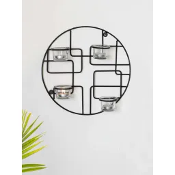 ExclusiveLane Black Iron Bauhaus Glass Handcrafted 9-Piece Tea-Light Candle & Holder Set-picture-26