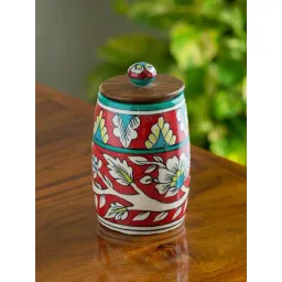 ExclusiveLane Floral Hand-painted Multi Utility Storage Jar & Container In Ceramic (Non-Airtight)-picture-30