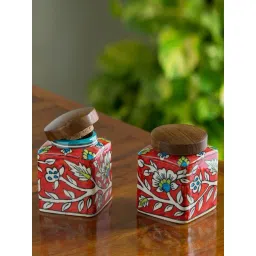 ExclusiveLane Floral Hand-painted Multi Utility Storage Jars & Containers In Ceramic (Airtight)-picture-37