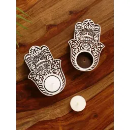 ExclusiveLane Hand-Carved Blocks Tea-Light Holders In Sheesham Wood (Set of 2)-picture-39