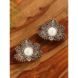 ExclusiveLane Hand-Carved Blocks Tea-Light Holders In Sheesham Wood (Set of 2)-picture-11