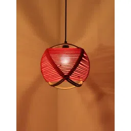 ExclusiveLane 'Jute Goblet' Matte Gold & Red Iron Hand-Etched Pendant Lamp - Set of 1-picture-26