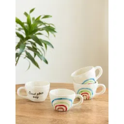 ExclusiveLane Morning Rituals Multicolor Ceramic Hand-painted Rainbow Bright' Coffee Mugs - Set of 4 (220 ml)-image-16