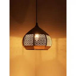 ExclusiveLane 'Moroccan Paradise' Matte Gold Iron Hand-Etched Pendant Lamp - Set of 1-picture-43