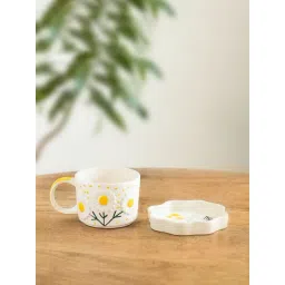 ExclusiveLane Sip of Comfort Multicolor Ceramic Hand-Painted Floral Bloom Cup with Saucer (300 ml)-image-49