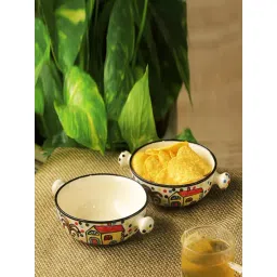 ExclusiveLane Strokes Of Paint Hand-painted Multicolor Ceramic Serving Bowls - 2 Piece, 260 ML-image-23
