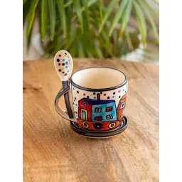 ExclusiveLane Strokes Of Paint- The Hut Collection Hand-painted Multicolor Ceramic Mug, 300 ML-image-25