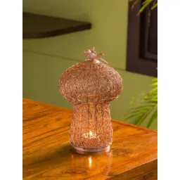 ExclusiveLane 'The Dome Mesh' Handwoven Showpiece Cum Hanging & Table Tea-Light Holder In Iron-picture-43