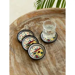 ExclusiveLane The Hut Multicolor Ceramic The Hut Hand-Painted Coasters - Set of 4-picture-19