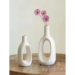 ExclusiveLane White Ceramic Aeolus Decorative Vases - Set of 2-picture-37