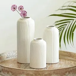 ExclusiveLane 'Zen' Decorative Ceramic Vases for Home Décor Flower Vase for Living Room (Set of 3, 6.1 Inches) |Decorative Ceramic Flower Vases for Home Decoration Items Vases for Dining Table-picture-29