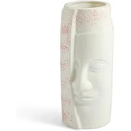 ExclusiveLane 'Meditating Face' Decorative Ceramic Flower Vase for Living Room Ceramic Vase for Home Decor Side Table Show Case Flower Vases Showpiece Gifts (26.8 Cm, Handglazed Studio Pottery)-picture-31