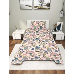 EXFAB Pink & Blue Cartoon Characters Single Bedsheet with 1 Pillow Covers-picture-29
