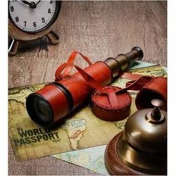 Exim Decor Brass Leather Wrapped Telescope with Brown Leather Belt and Cover Catadioptric Telescope-picture-11