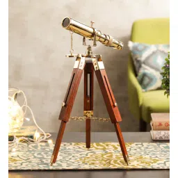 exim decor Brass Telescope With Wooden Tripod Stand-picture-35