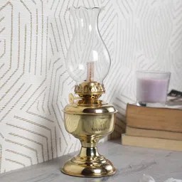 exim decor Brass Vintage Oil Chimney Decorative Lamp Gold Brass Table Lantern-picture-12