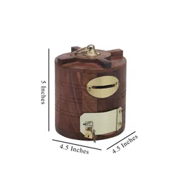 EXIM DECOR Brown Vintage Wooden Tank Piggy Bank Showpiece image 3