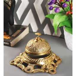exim decor Golden Brass Carving Desk Bell Military Decor Showpiece-picture-15