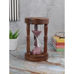 EXIM DECOR Pink & Brown Wooden Pink Sand Timer-picture-10