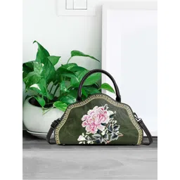 Exotic Floral Embellished PU Structured Handheld Bag-picture-40